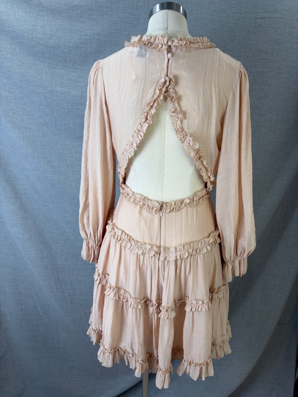 Princess Polly Pink Ruffle Mini Dress Open Back Long Sleeve 8 Pastel Party - Picture 5 of 11